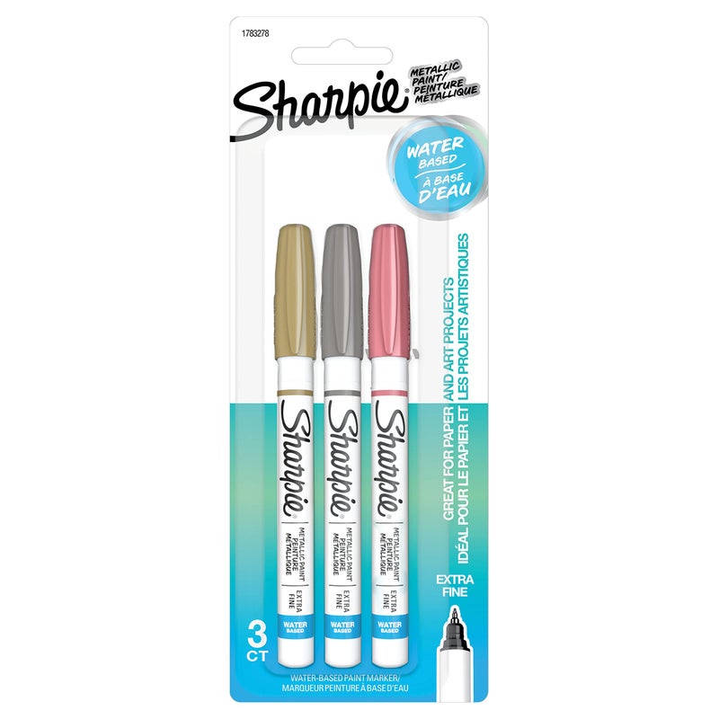 SHARPIE Paint Marker, 3-Count, Metallic Assorted, 3 count - Image 1